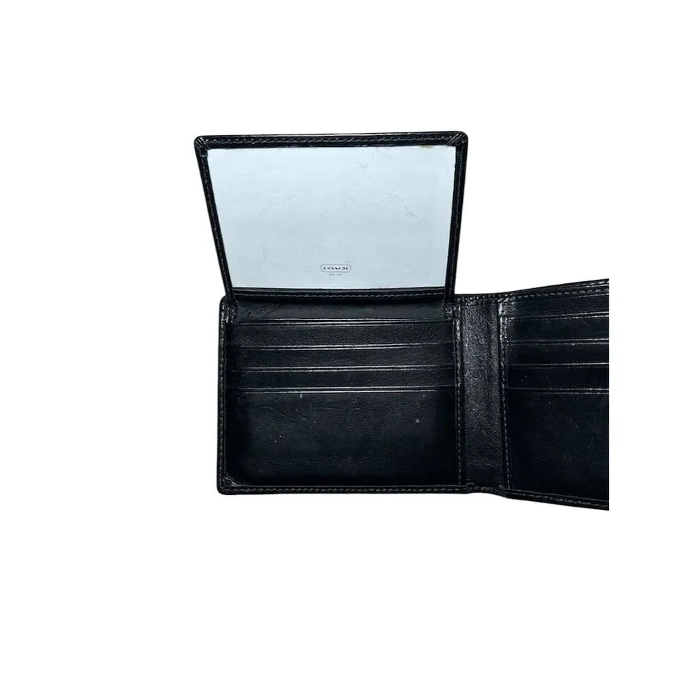 Coach Men's Black Slim Fold Wallet with Logo Accents in One Size